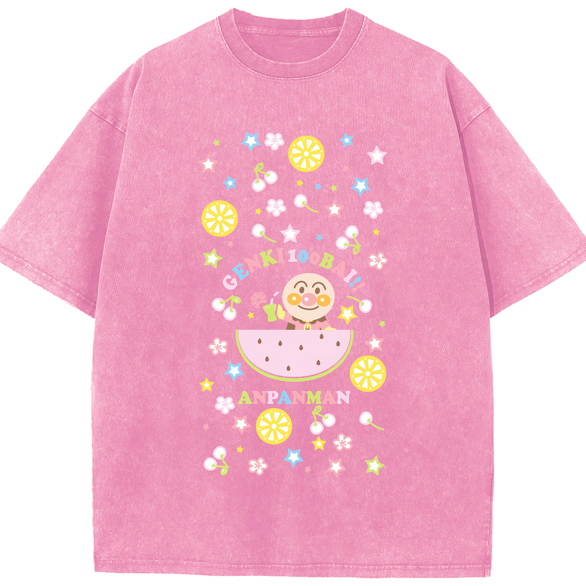 （画像用） アンパンマン Anpanman 綿100% ヴィンテージ風 半袖Tシャツ（フロントプリント）